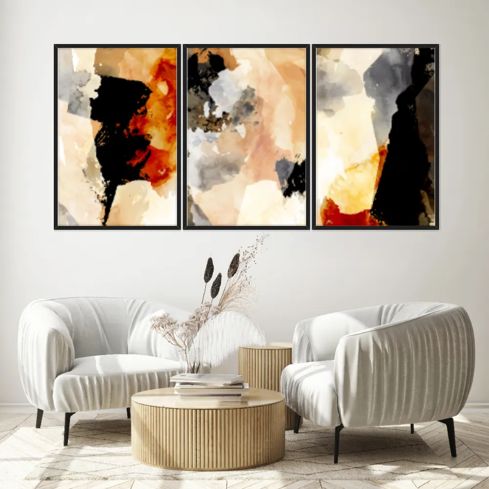 Kit Quadros Decorativos Pintura Abstrata