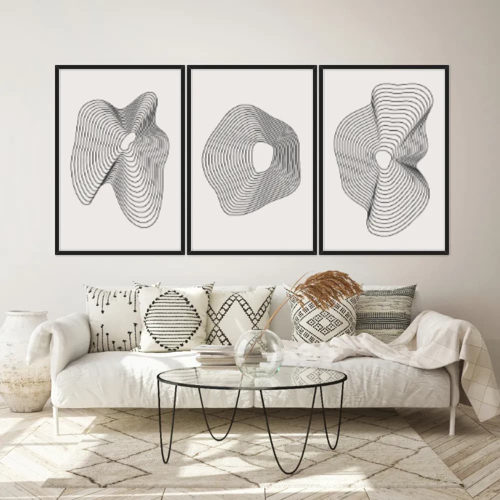 Kit Quadros Decorativos Abstrato Minimalista