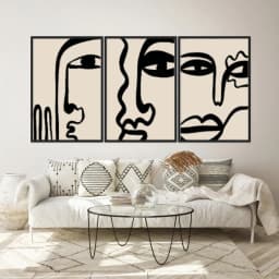 Kit Quadros Decorativos Linhas E Formas