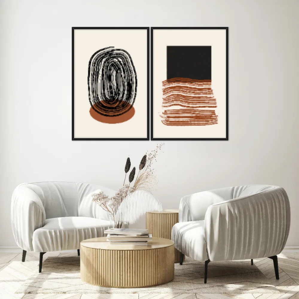 Kit Quadros Decorativos Abstrato Minimalista