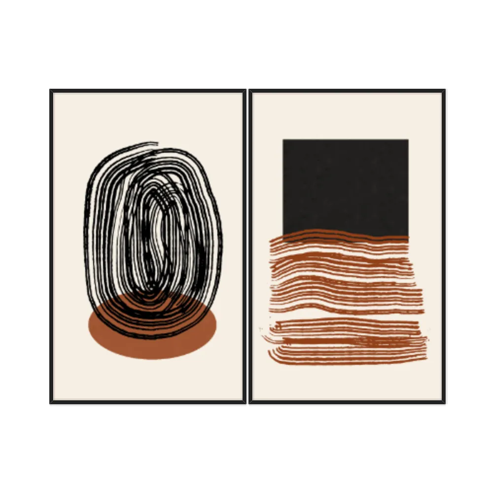 Kit Quadros Decorativos Abstrato Minimalista
