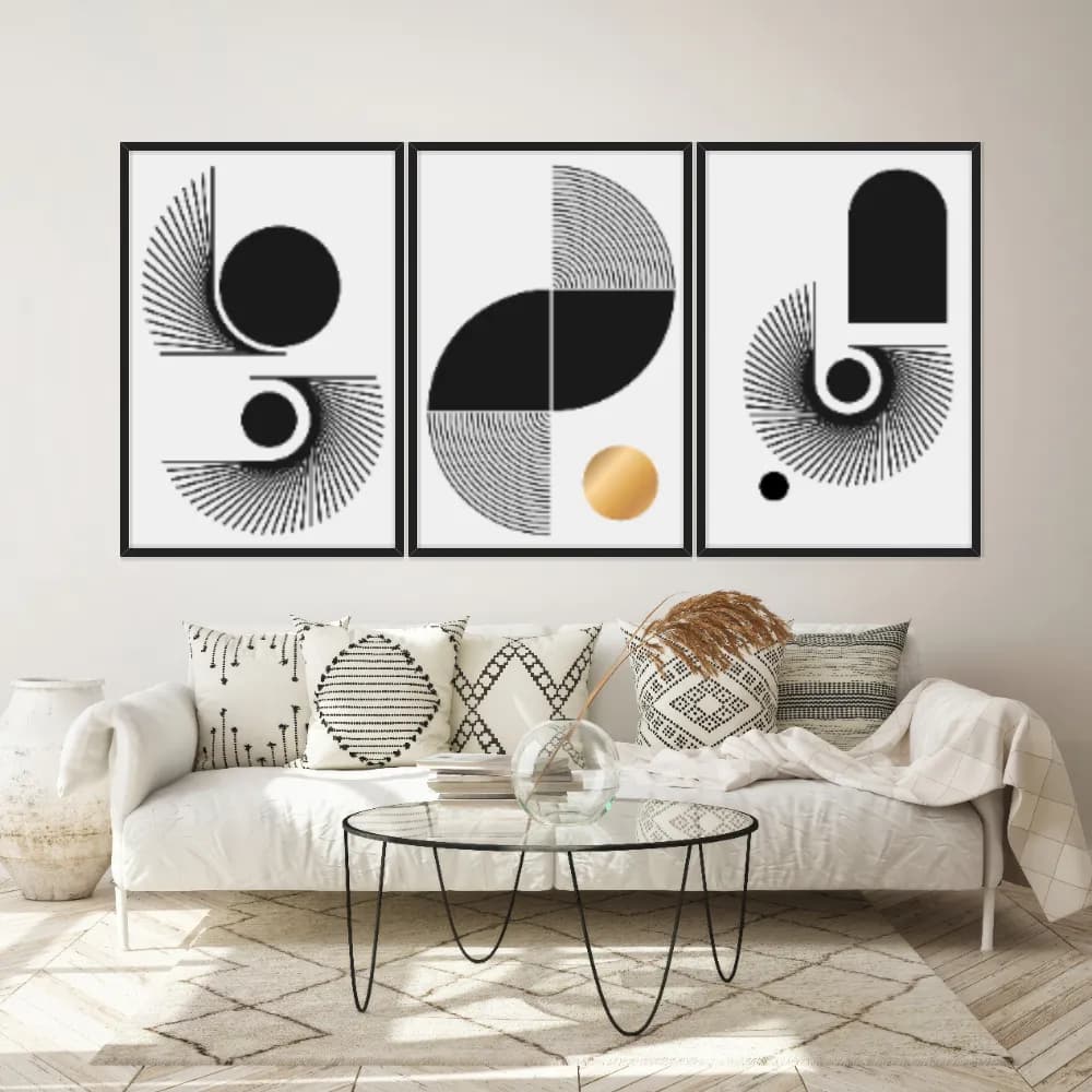 Kit Quadros Decorativos Linhas E Formas