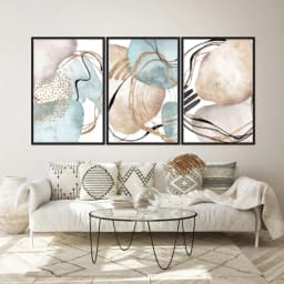 Kit Quadros Decorativos Abstrato Dourado