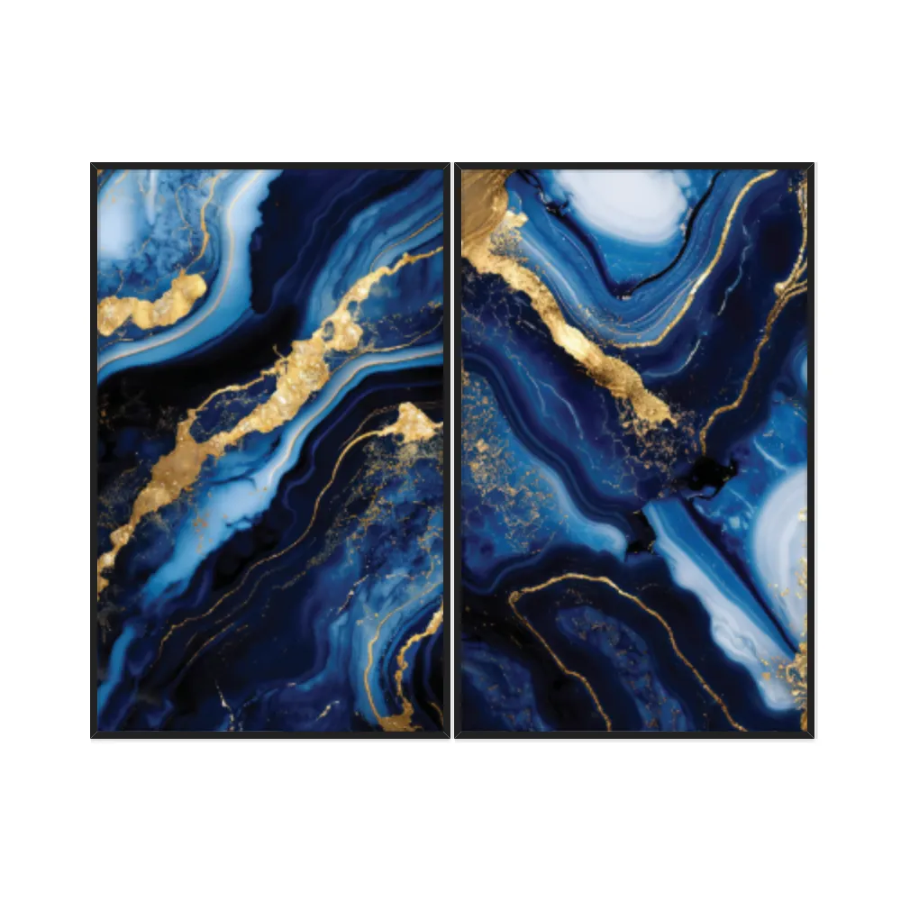 Kit Quadros Decorativos Mármore Azul