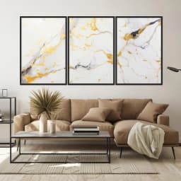 Kit Quadros Decorativos Mármore Dourado