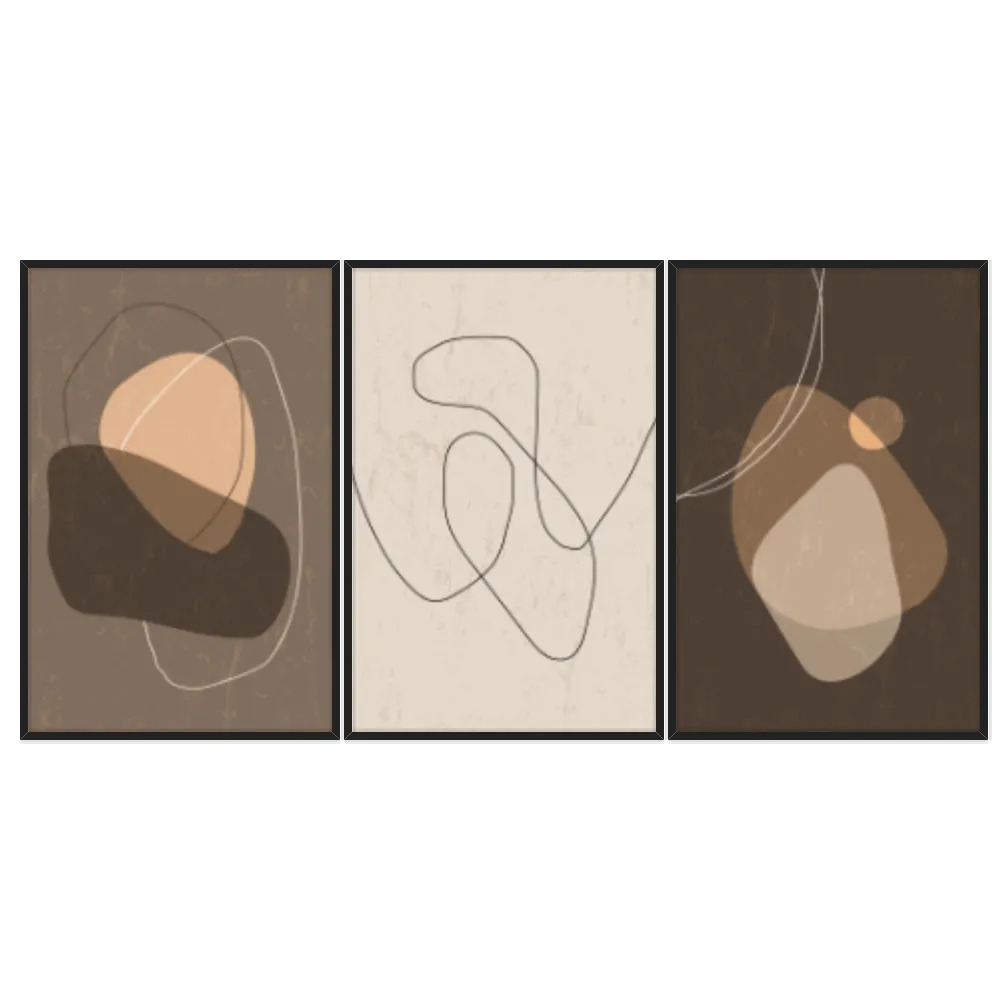 Kit Quadros Decorativos Linhas E Formas