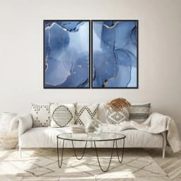 Kit Quadros Decorativos Mármore Azul