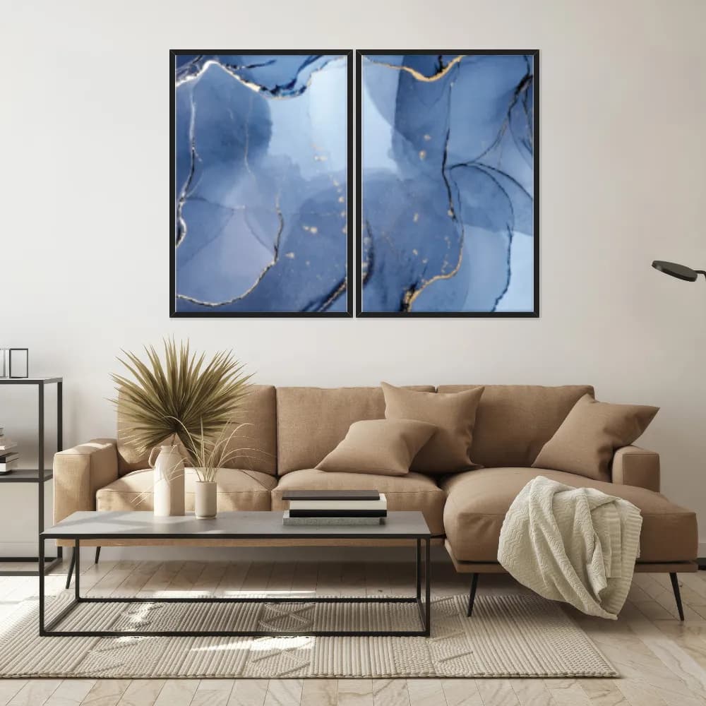 Kit Quadros Decorativos Mármore Azul