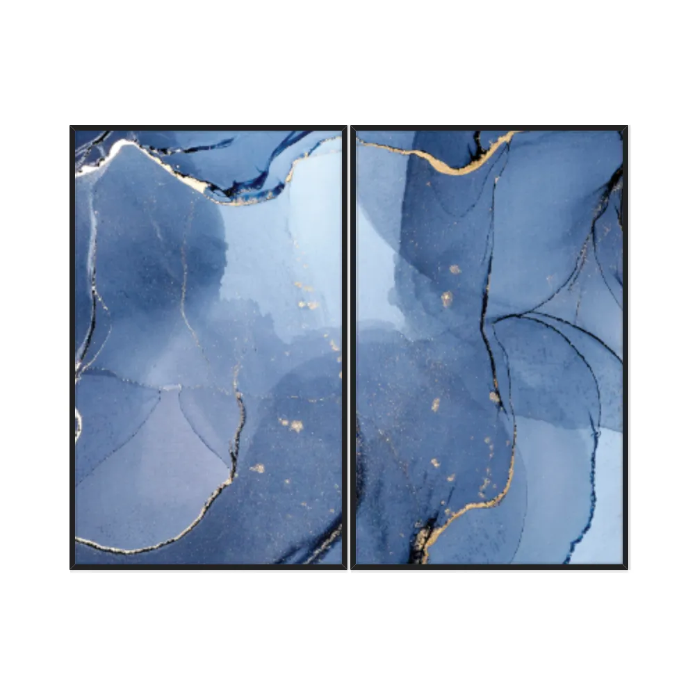 Kit Quadros Decorativos Mármore Azul