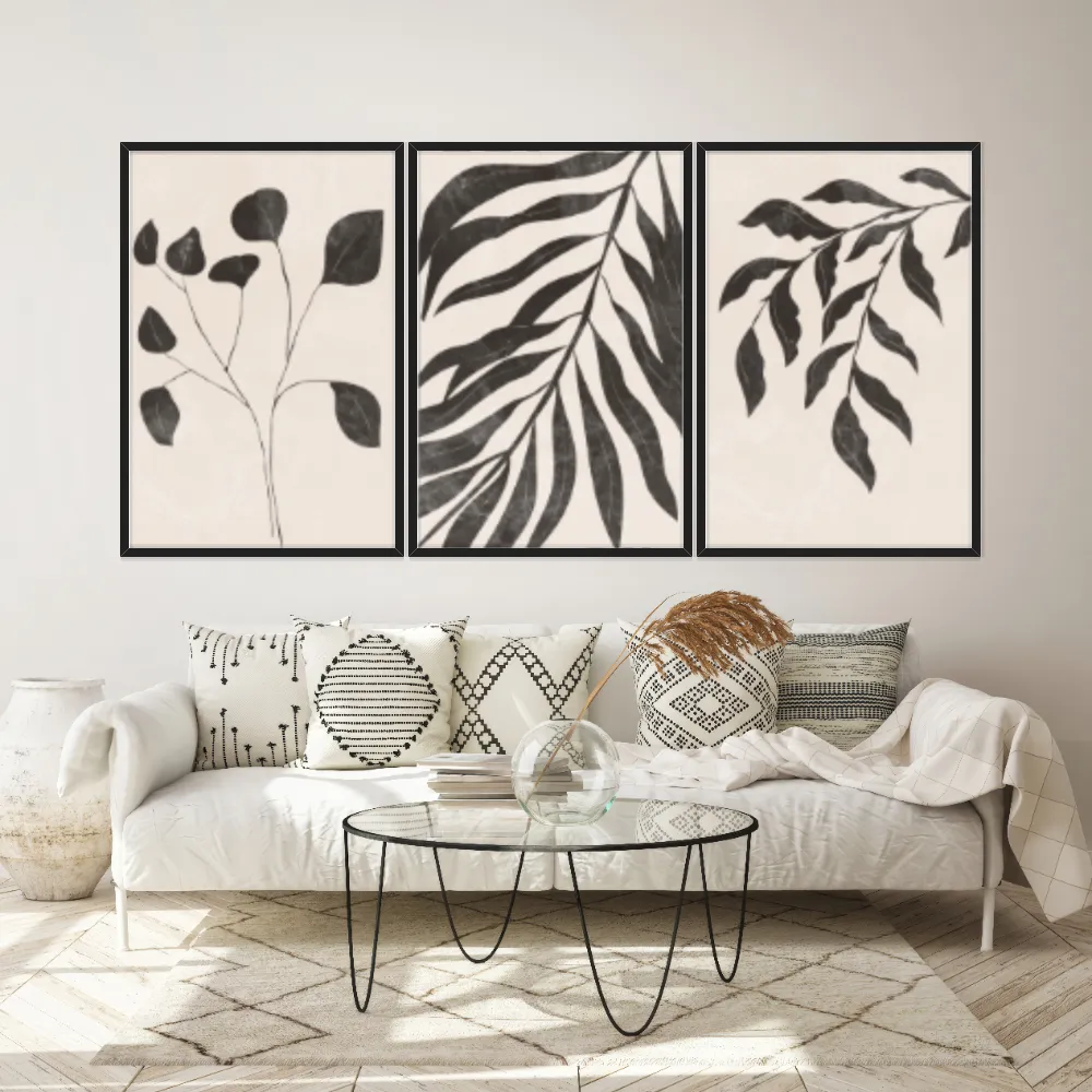 Kit Quadros Decorativos Planta Abstrata