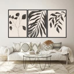 Kit Quadros Decorativos Planta Abstrata