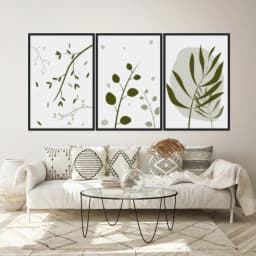 Kit Quadros Decorativos Planta Abstrato Verde