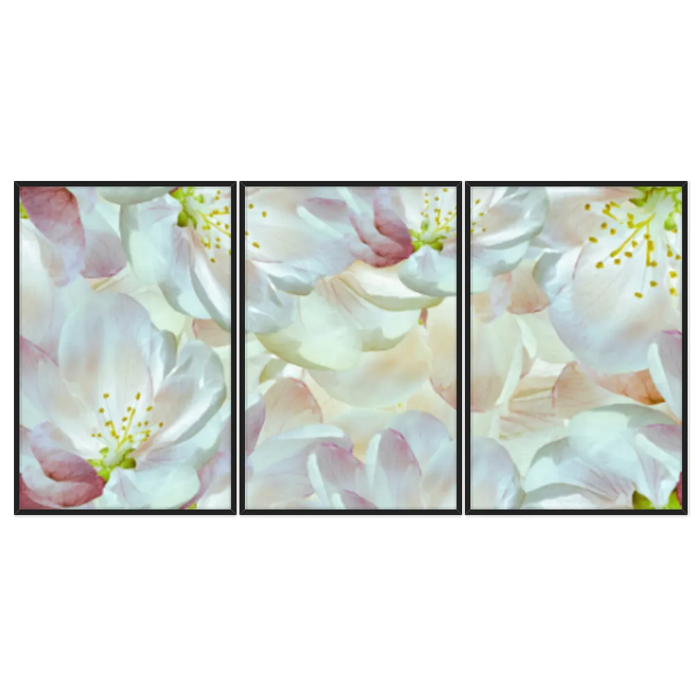 Kit Quadros Decorativos Flor Branca E Rosa