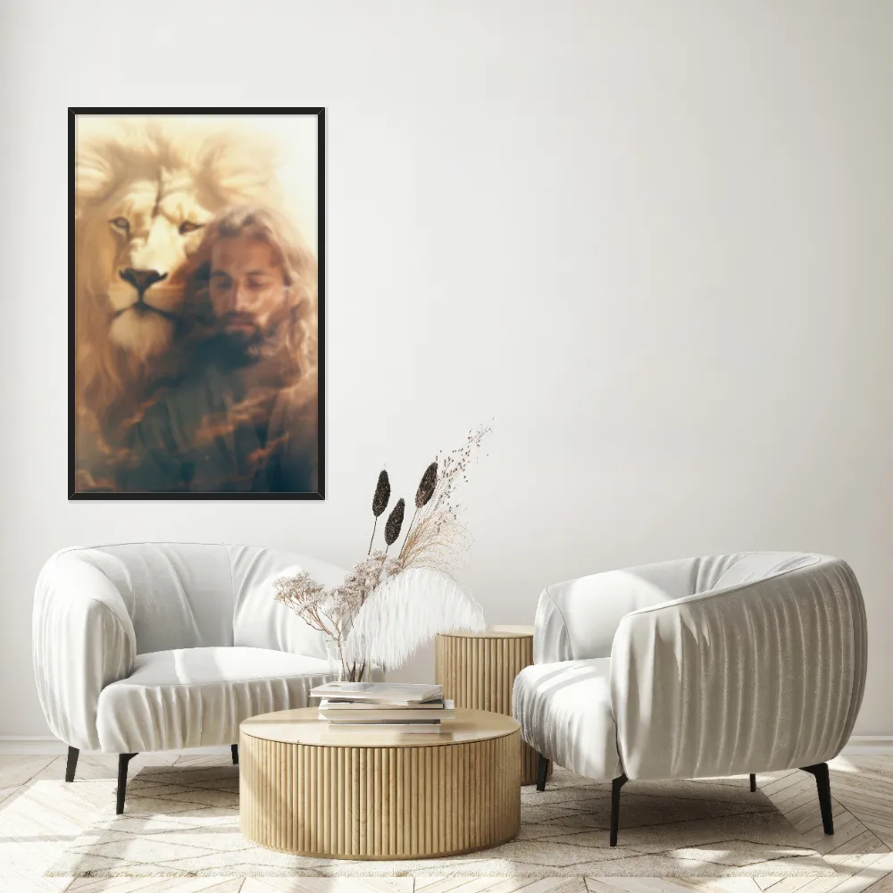Quadro Decorativo Leão E Jesus