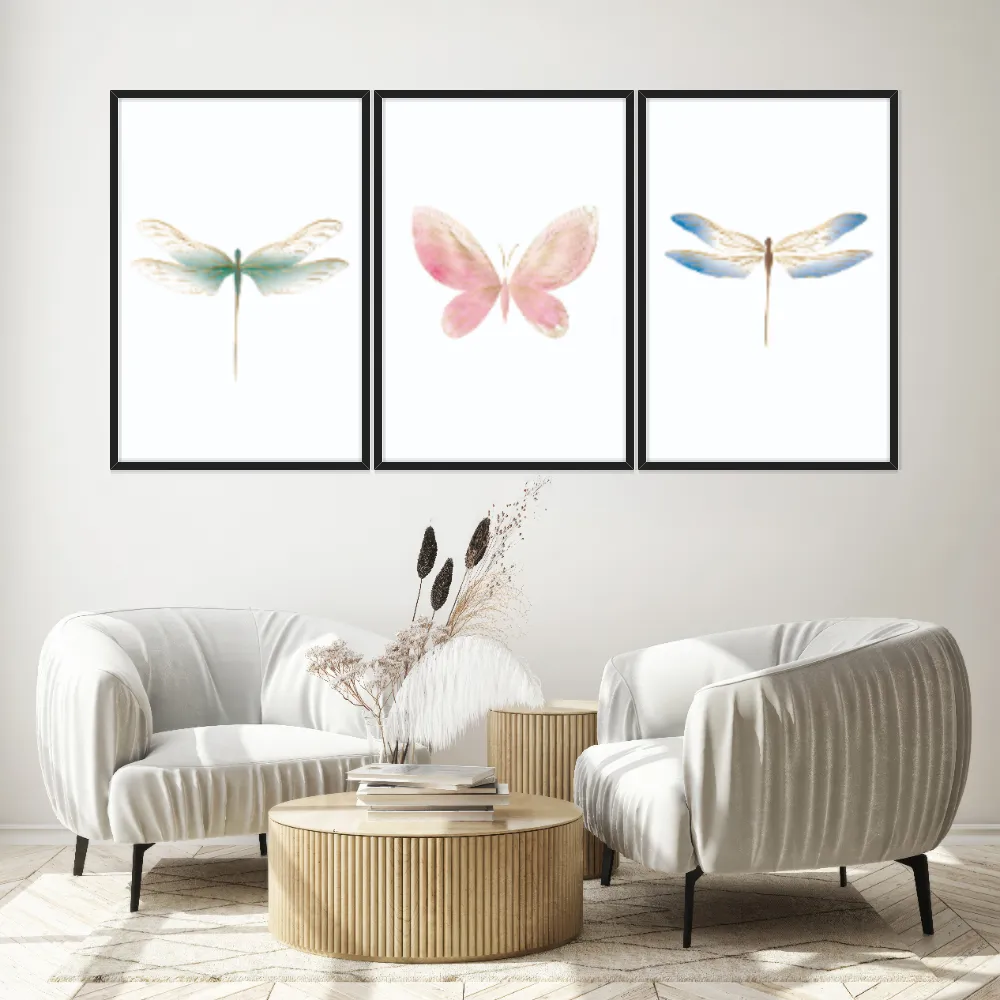 Kit Quadros Decorativos Borboleta E Libélulas