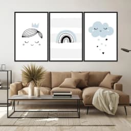 Kit Quadros Decorativos Nuvem E Arco Íris