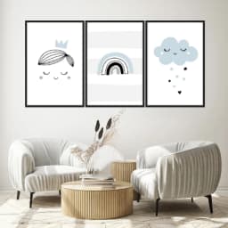 Kit Quadros Decorativos Nuvem E Arco Íris