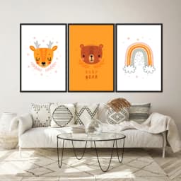 Kit Quadros Decorativos Urso E Arco Íris