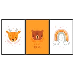 Kit Quadros Decorativos Urso E Arco Íris