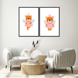 Kit Quadros Decorativos Ursas Fadinhas