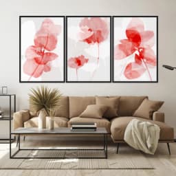 Kit Quadros Decorativos Flor Vermelha