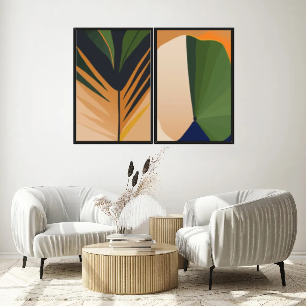 Kit Quadros Decorativos Planta Abstrata