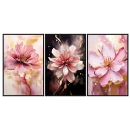 Kit Quadros Decorativos Flor Rosa
