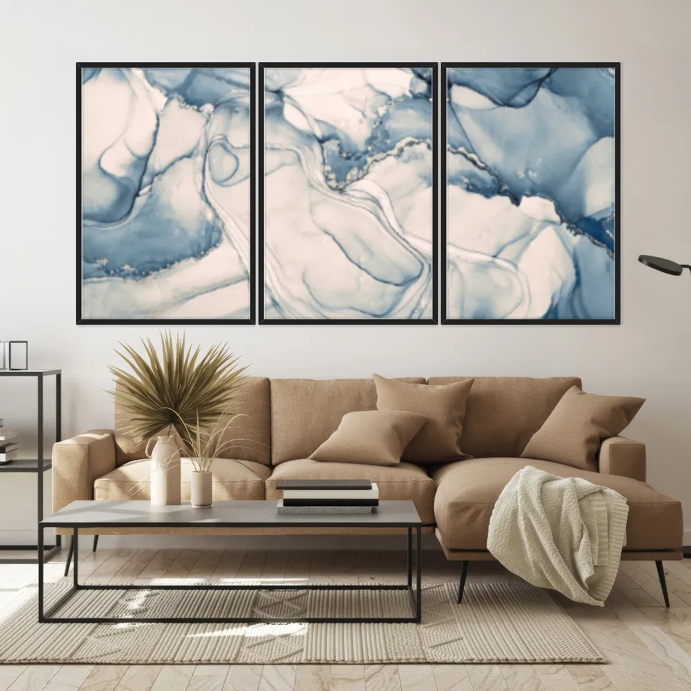 Kit Quadros Decorativos Mármore Azul