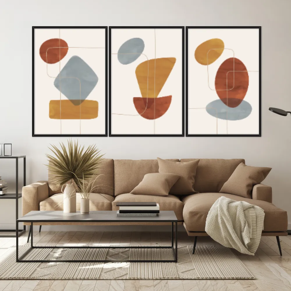 Kit Quadros Decorativos Linhas E Formas