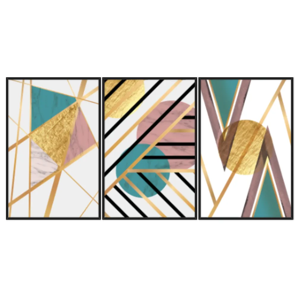 Kit Quadros Decorativos Linhas Geométricas