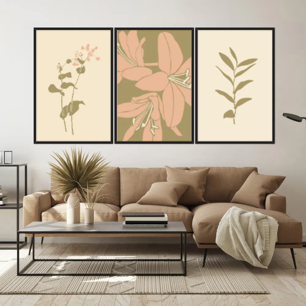 Kit Quadros Decorativos Planta Abstrata