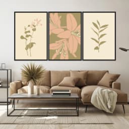 Kit Quadros Decorativos Planta Abstrata