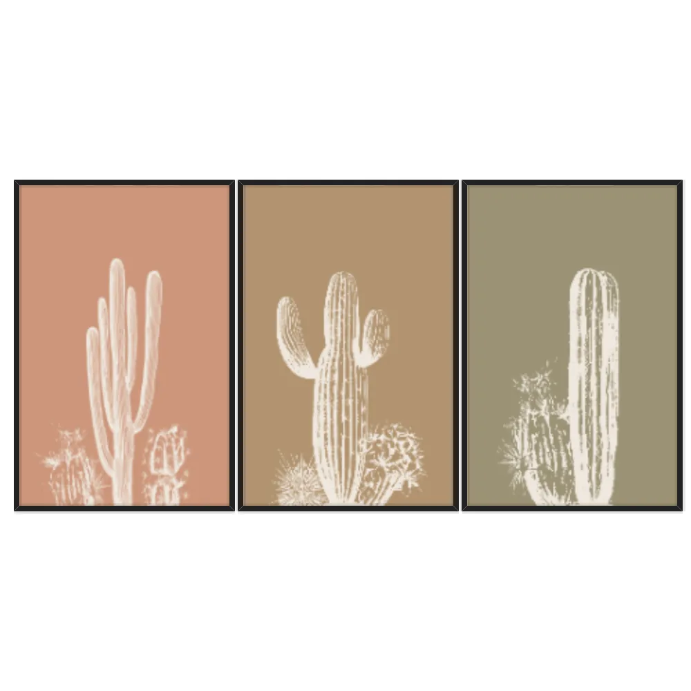 Kit Quadros Decorativos Cactos