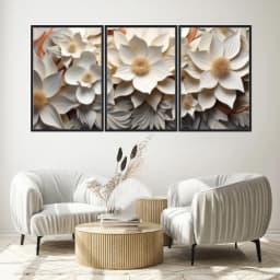 Kit Quadros Decorativos Flor 3D