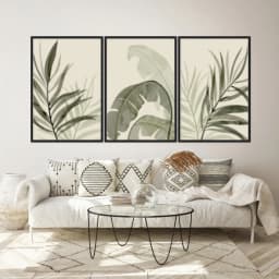 Kit Quadros Decorativos Planta Abstrata
