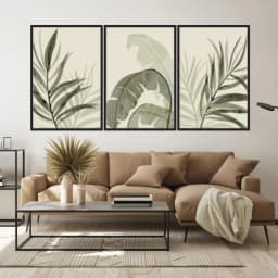 Kit Quadros Decorativos Planta Abstrata