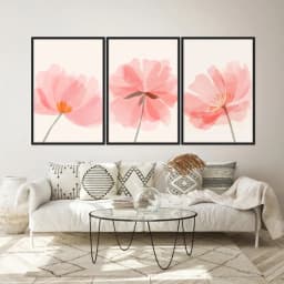 Kit Quadros Decorativos Flor Rosa