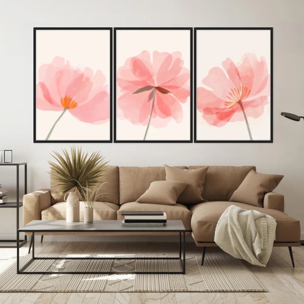 Kit Quadros Decorativos Flor Rosa