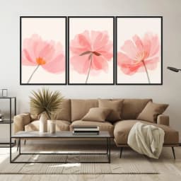Kit Quadros Decorativos Flor Rosa