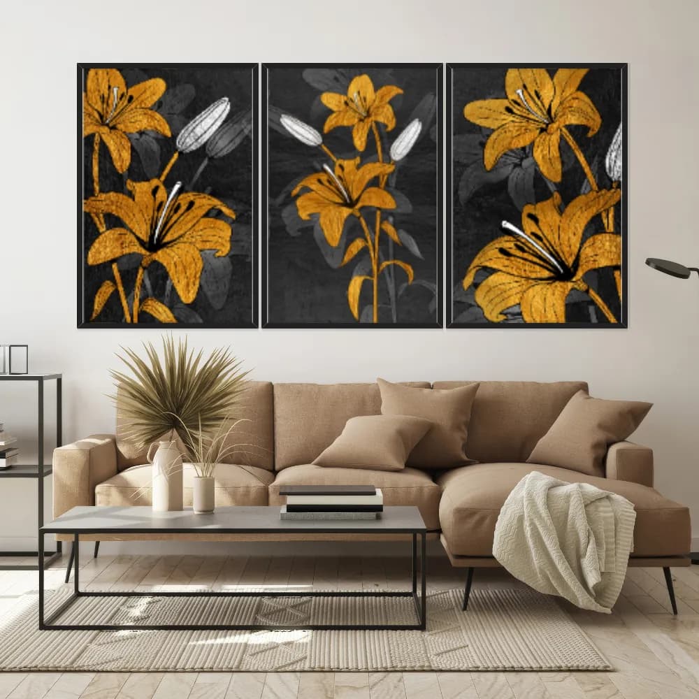 Kit Quadros Decorativos Flora Amarela