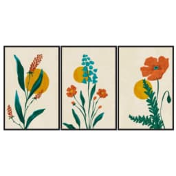 Kit Quadros Decorativos Flor Laranja