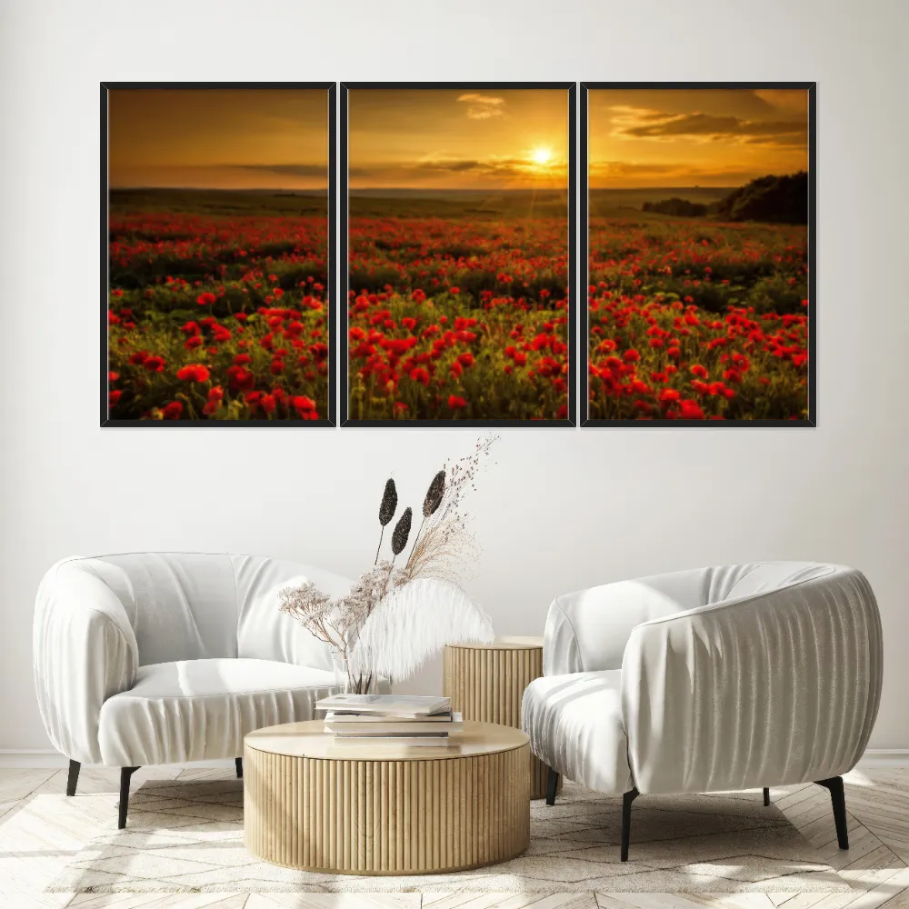 Kit Quadros Decorativos Rosa Vermelha