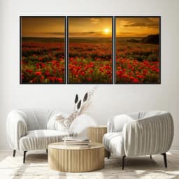 Kit Quadros Decorativos Rosa Vermelha