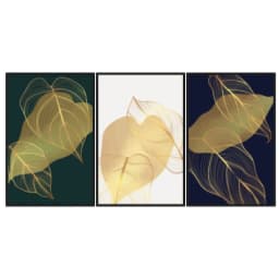 Kit Quadros Decorativos Planta Dourada