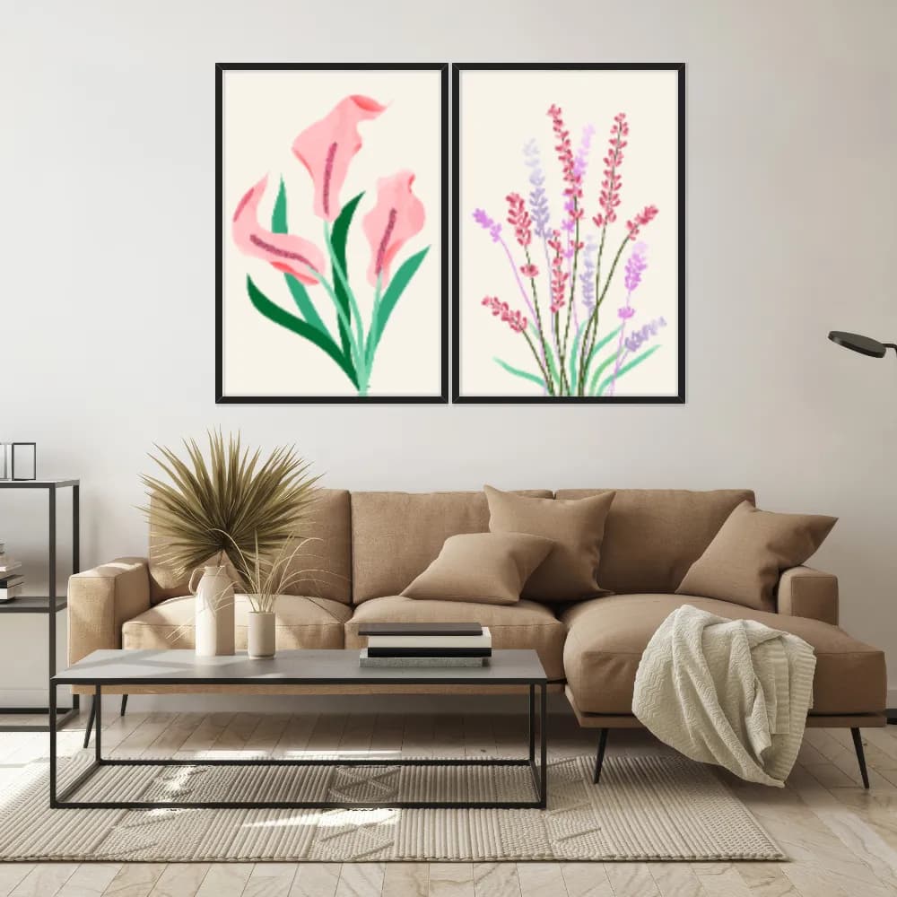 Kit Quadros Decorativos Flora Abstrata
