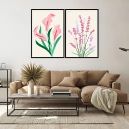 Kit Quadros Decorativos Flora Abstrata