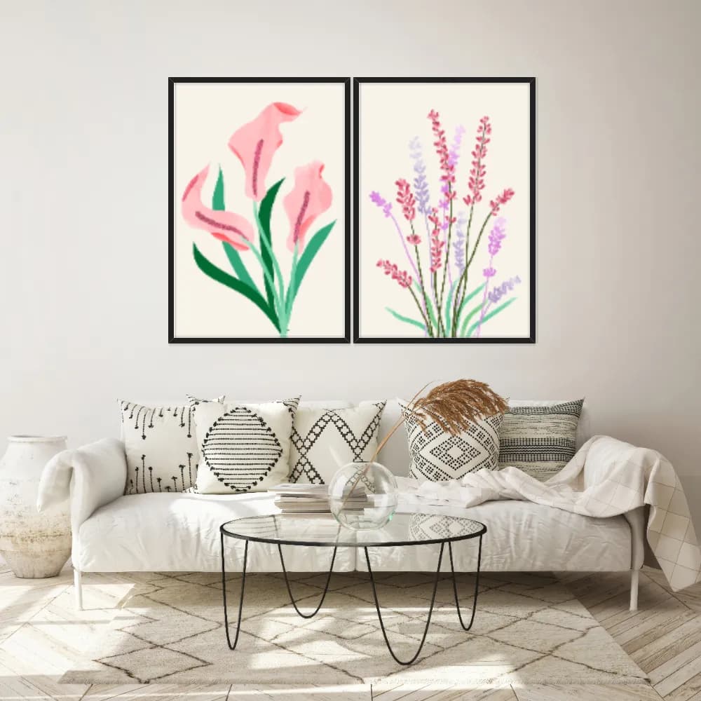 Kit Quadros Decorativos Flora Abstrata