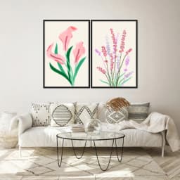 Kit Quadros Decorativos Flora Abstrata
