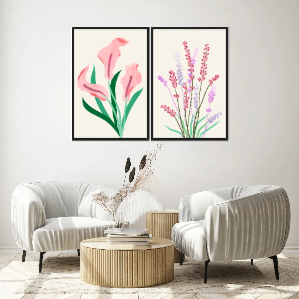 Kit Quadros Decorativos Flora Abstrata