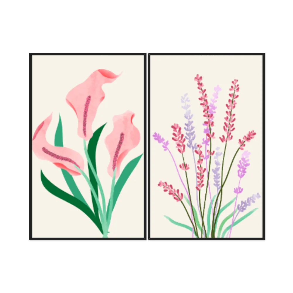 Kit Quadros Decorativos Flora Abstrata